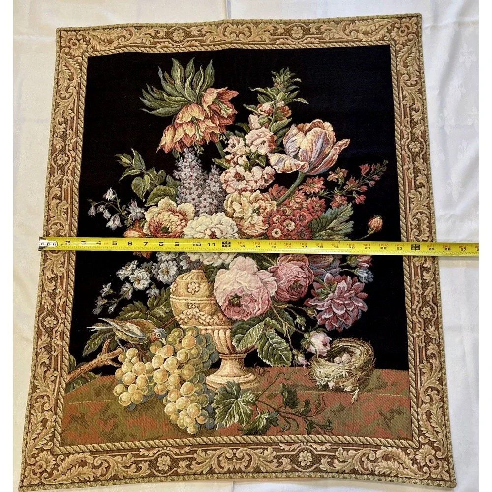 Vtg Flemish Tapestry Wall Hanging Floral Still Life Brussels Bouquet Belgium